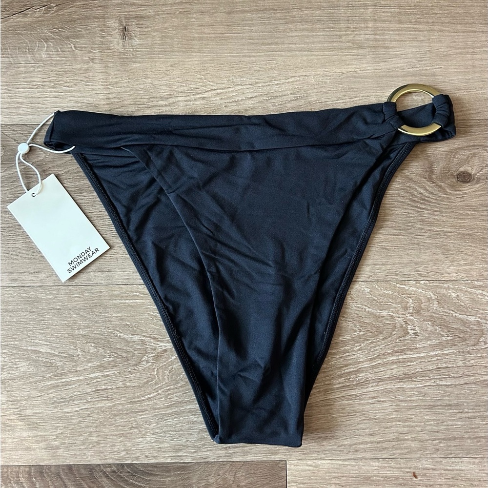 Monday Swimwear Antigua Bikini Swimsuit Bottom Black - NWT Size Large